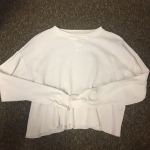 White cropped long sleeve shirt